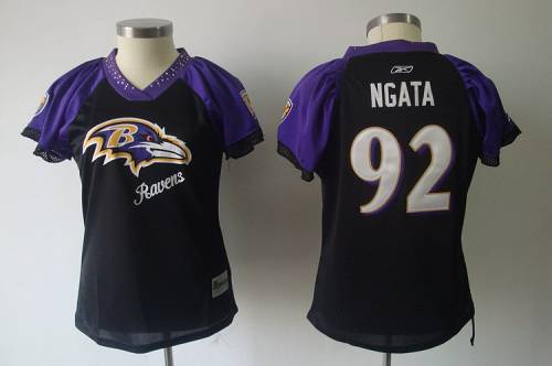Ravens #92 Haloti Ngata Black 2011 Women's Field Flirt Stitched NFL Jersey